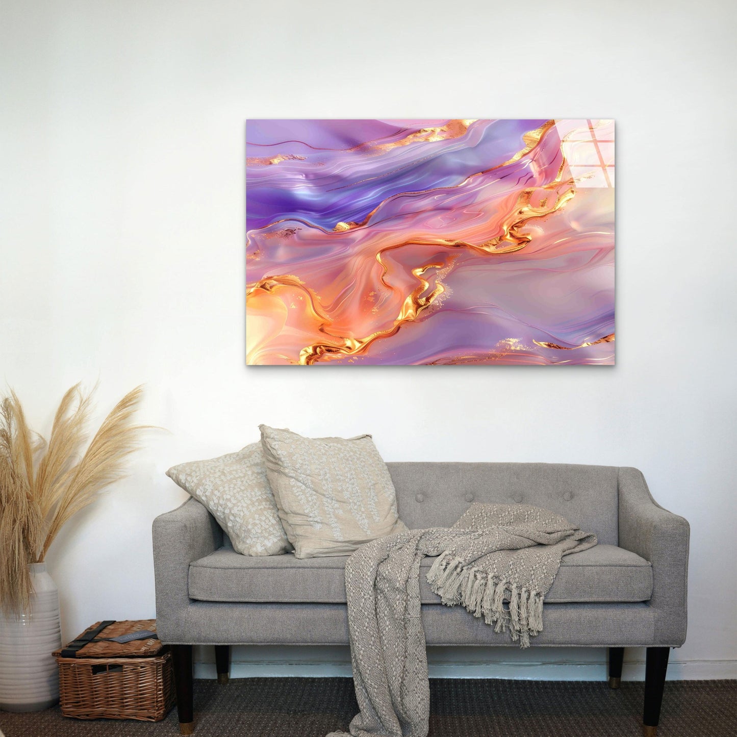Abstract Purple Geode Tempered Glass Printing Wall Art Australian Made Quality