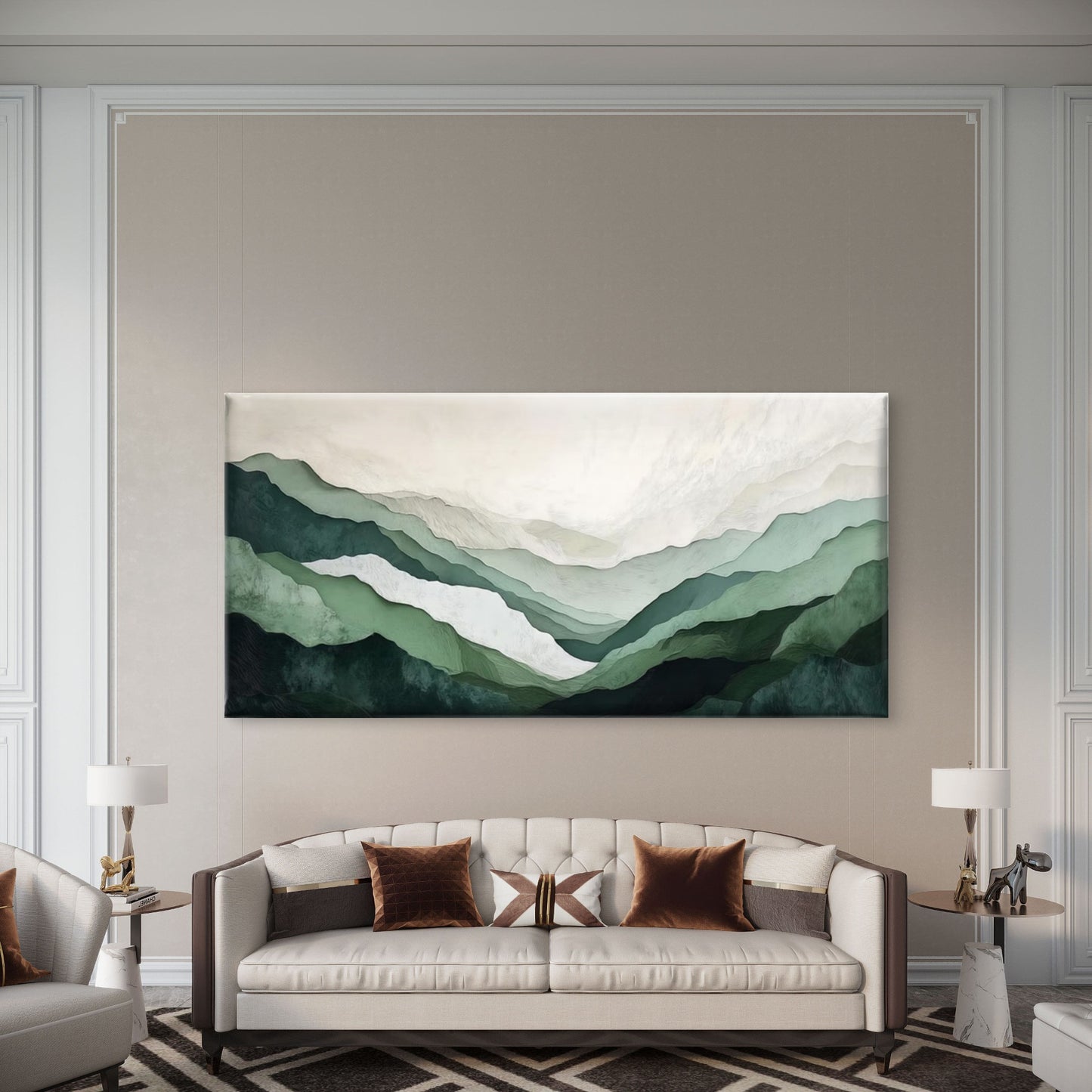 Abstract Green Mountain Wall Art Canvas Office Home Room Framed 120x60cm