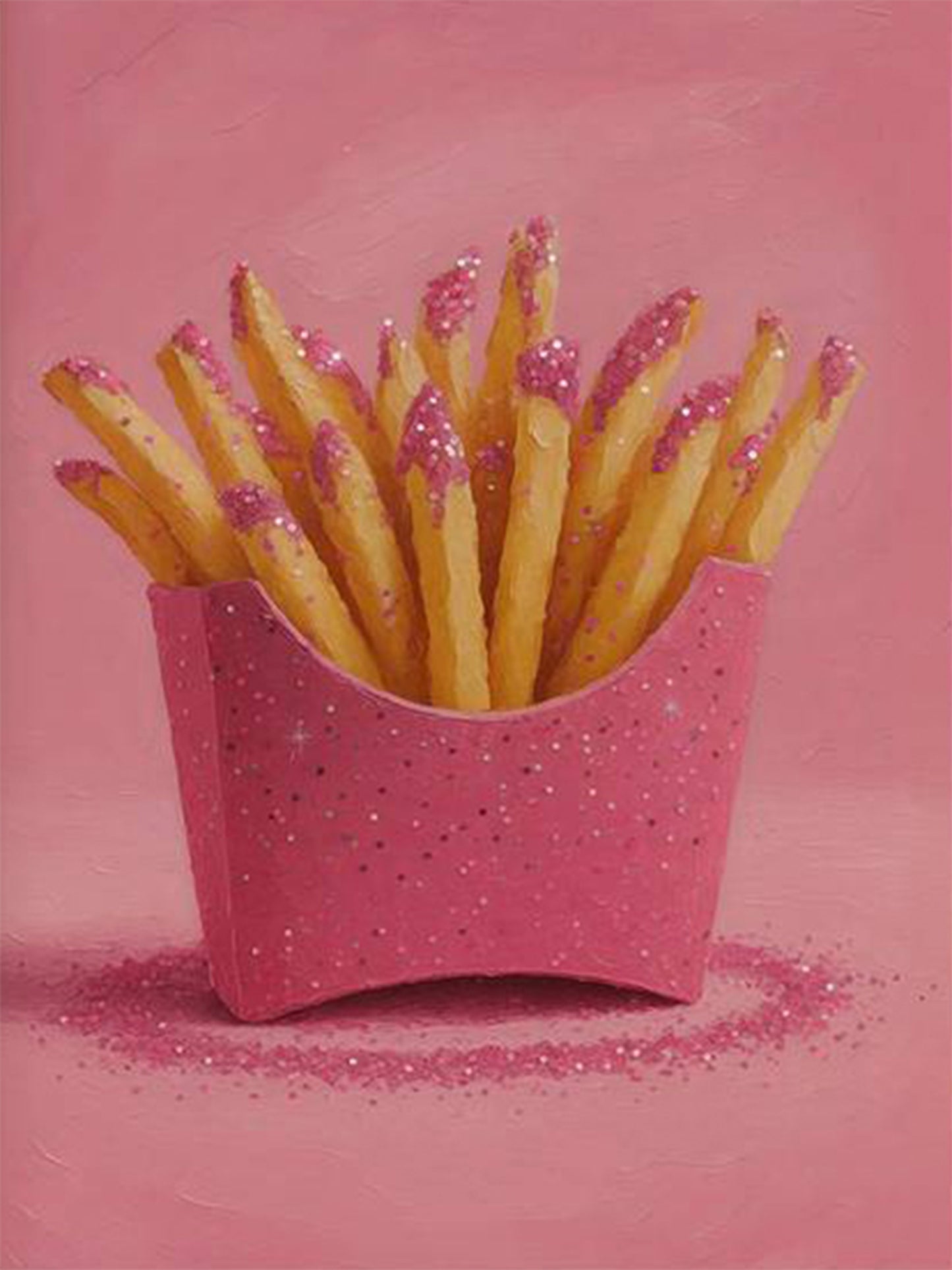 Pink Glittering French Fries Art Fashion Home Decor Premium Quality Poster Print Choose Your Sizes - Bella Home Decor