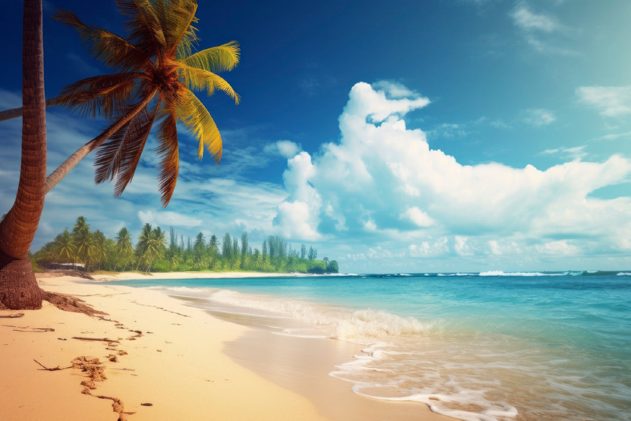 Summer Beach of the Sea with Palm Trees Home Decor Premium Quality Poster Print Choose Your Sizes - Bella Home Decor