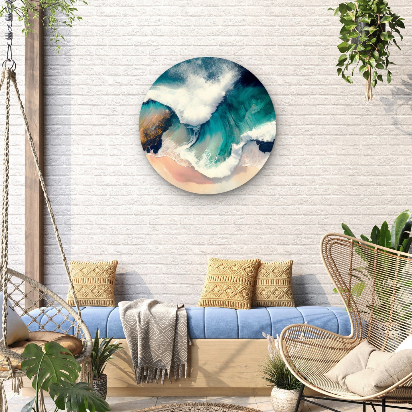 Waves Dance on the Shore Acrylic Glass Rounded Print Tempered Glass Wall Art 100% Made in Australia Ready to Hang