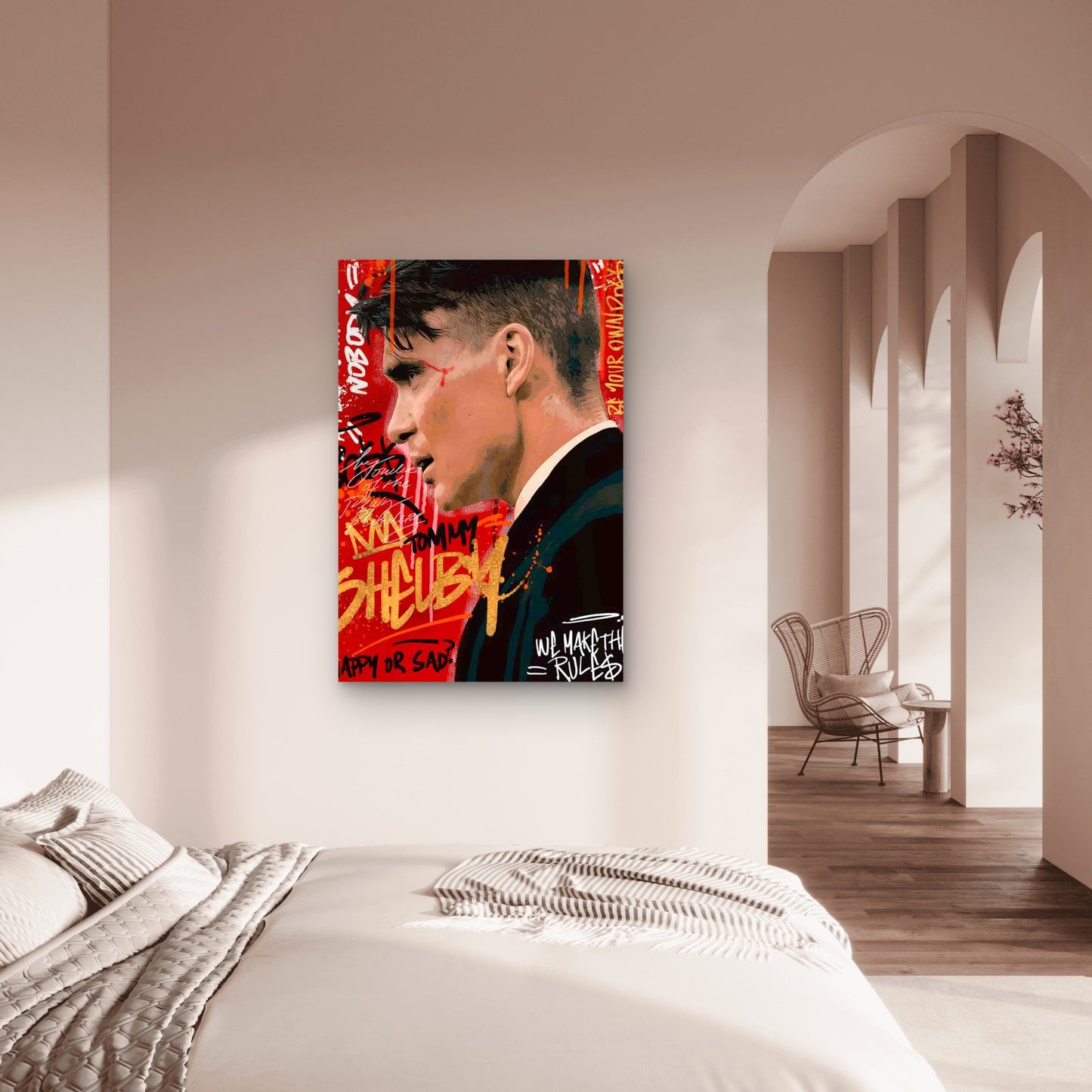 Suited Man Profile With Red Graffiti 40x60cm Metal Print Ready to Hang