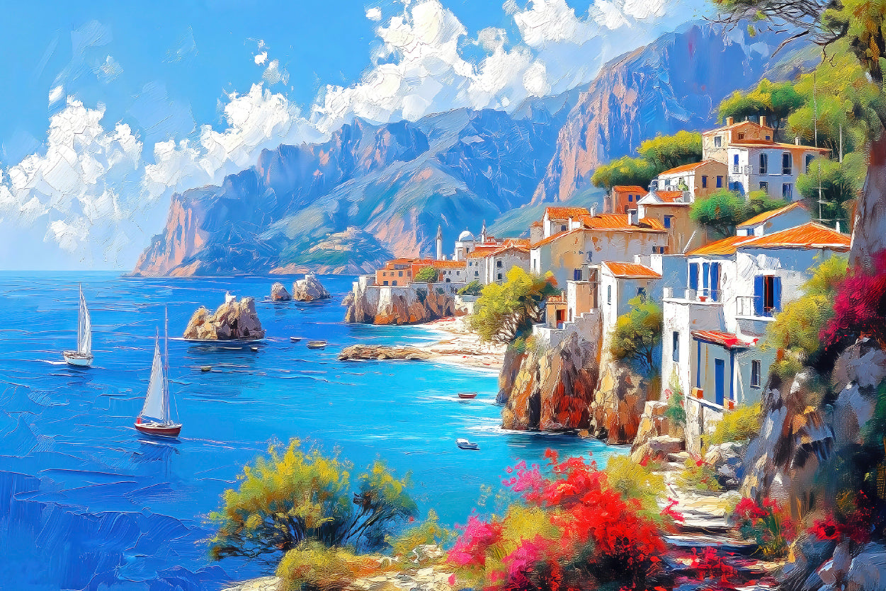 Town with Mountains in the Background Home Decor Premium Quality Poster Print Choose Your Sizes - Bella Home Decor