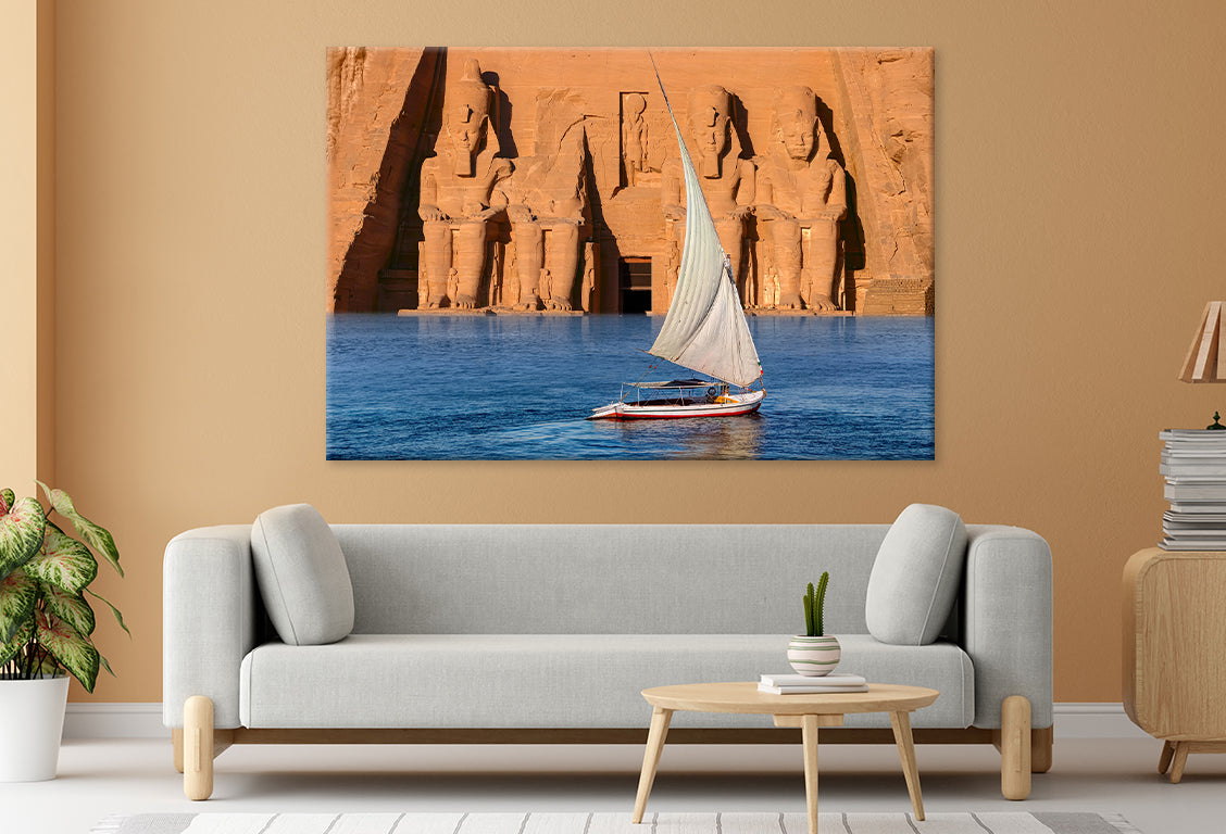 Nile Scenery with Sailboat and Abu Simbel Wall Art Decor 100% Australian Made - Bella Home Decor