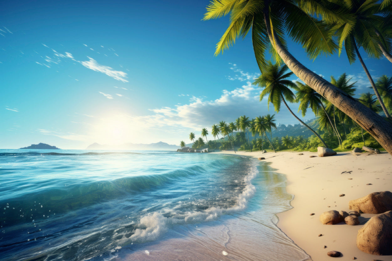 Beach with Sky & Palm Trees Home Decor Premium Quality Poster Print Choose Your Sizes - Bella Home Decor