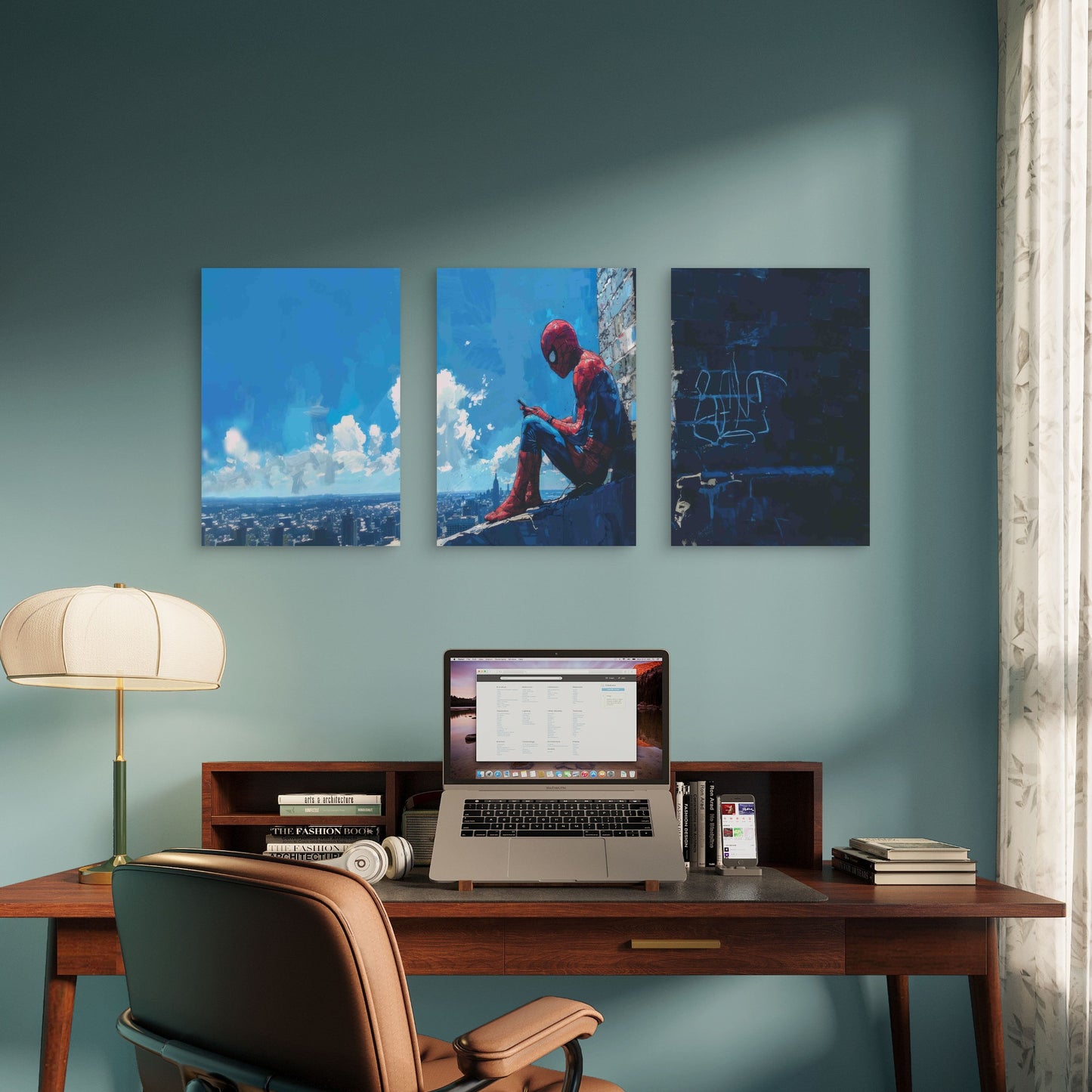 3pcs Urban Hero Rooftop Skyline Impressionist Metal Print Ready to Hang Art