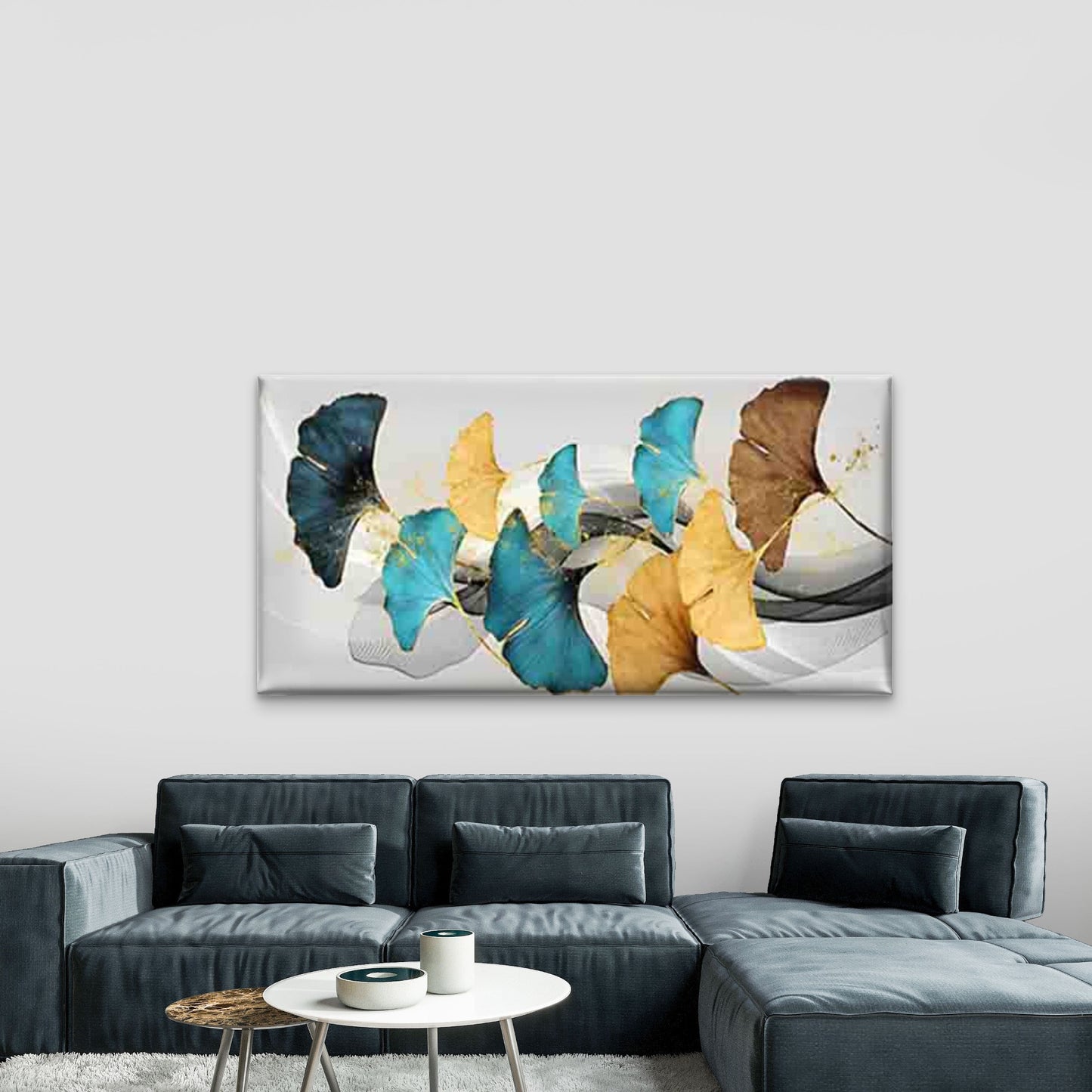 A Vibrant Ginkgo Leaf Pattern Wall Art Canvas Office Home Room Framed 120x60cm - Bella Home Decor