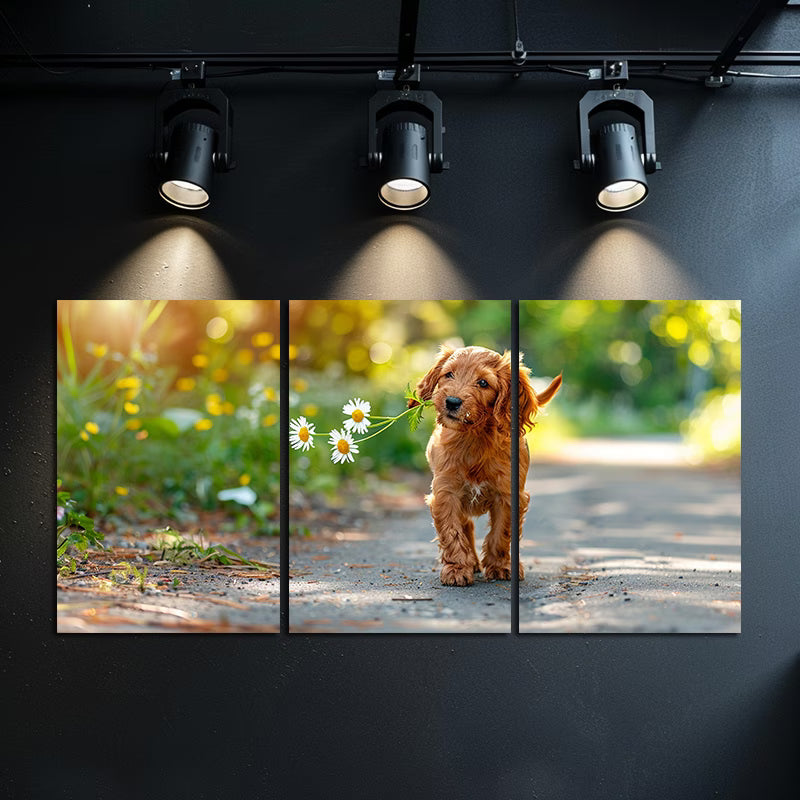 3pcs Adorable Cocker Spaniel Puppy in Nature Wall Art Set Canvas Framed 40x60cm - High Quality Print 100% Australian Made Wall Canvas Ready to Hang - Bella Home Decor