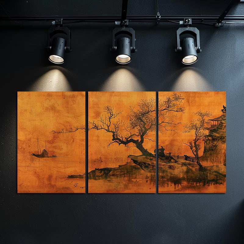 3pcs Chinese Landscape Painting Wall Art Set Canvas Framed 40x60cm - High Quality Print 100% Australian Made Wall Canvas Ready to Hang - Bella Home Decor