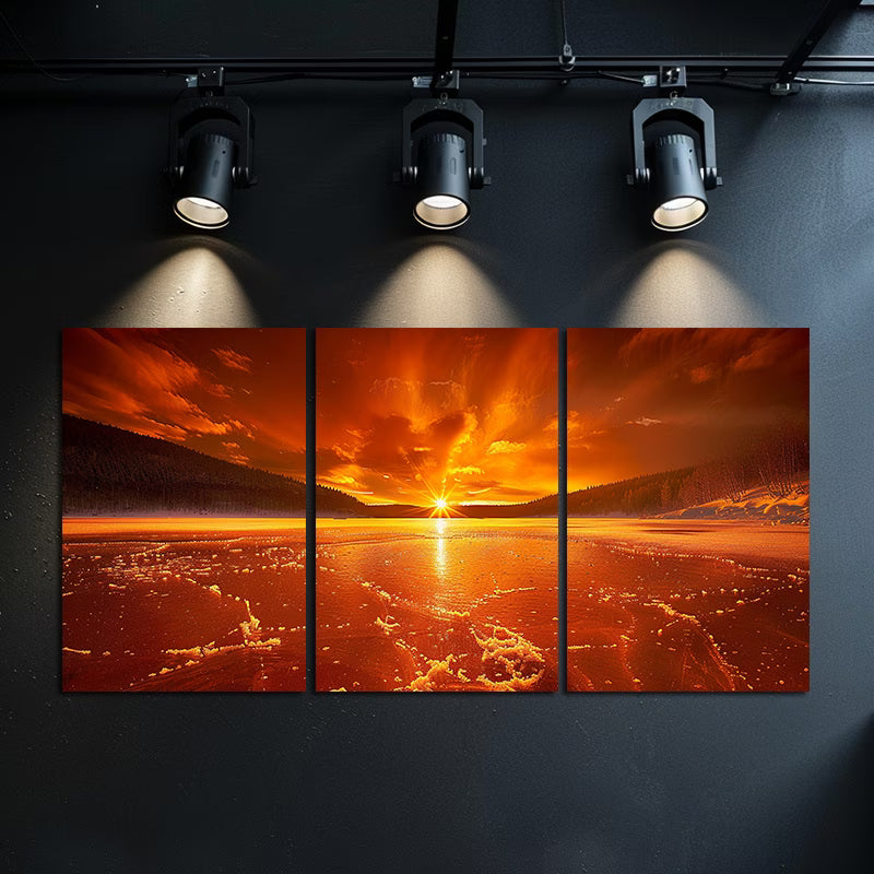 3pcs Swedish Forest Lake Scene Wall Art Set Canvas Framed 50x70cm - High Quality Print 100% Australian Made Wall Canvas Ready to Hang