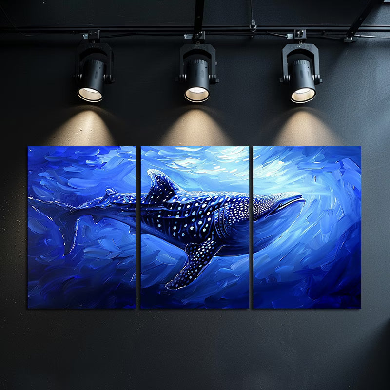 3pcs Majestic Sea Life Whale Shark Ocean Wall Art Set Canvas Framed 50x70cm - High Quality Print 100% Australian Made Wall Canvas Ready to Hang
