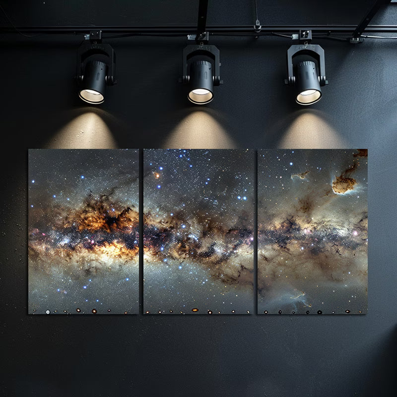 3pcs Panoramic Milky Way Galaxy Space Wall Art Set Canvas Framed 50x70cm - High Quality Print 100% Australian Made Wall Canvas Ready to Hang