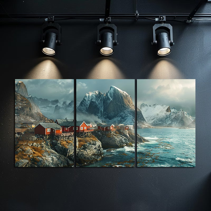 3pcs Photograph of The Lofoten Islands in Norway Wall Art Set Canvas Framed 40x60cm - High Quality Print 100% Australian Made Wall Canvas Ready to Hang