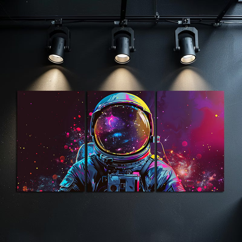3pcs Psychedelic Space Explorer Wall Art Set Canvas Framed 40x60cm - High Quality Print 100% Australian Made Wall Canvas Ready to Hang