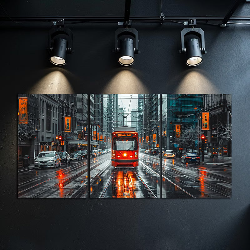 3pcs Toronto Streetcar Cityscape Wall Art Set Canvas Framed 40x60cm - High Quality Print 100% Australian Made Wall Canvas Ready to Hang