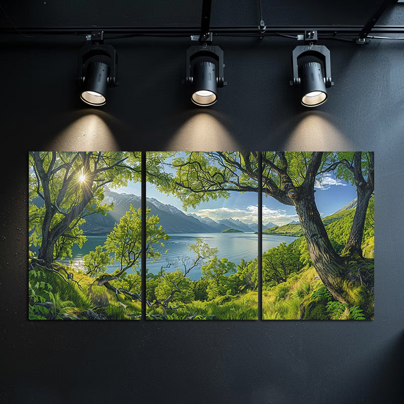 3pcs Landscape of Lake Wakatipu, New Zealand Wall Art Set Canvas Framed 60x90cm - High Quality Print 100% Australian Made Wall Canvas Ready to Hang