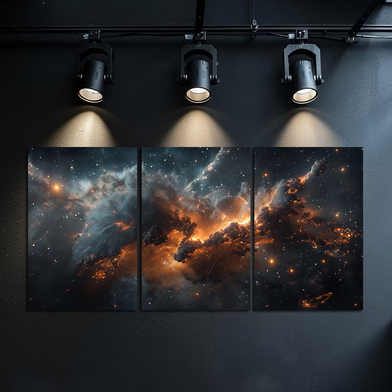 3pcs Space Nebula Cosmic Galaxy Wall Art Set Canvas Framed 60x90cm - High Quality Print 100% Australian Made Wall Canvas Ready to Hang