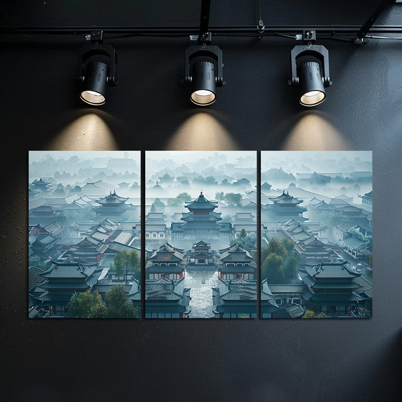 3pcs Ancient City Scene Illustration Wall Art Set Canvas Framed 40x60cm - High Quality Print 100% Australian Made Wall Canvas Ready to Hang - Bella Home Decor