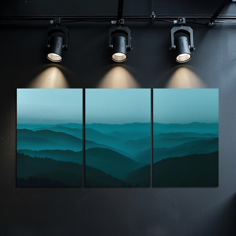 3pcs Dark Night, Starry Sky, Distant Mountains Wall Art Set Canvas Framed 50x70cm - High Quality Print 100% Australian Made Wall Canvas Ready to Hang - Bella Home Decor