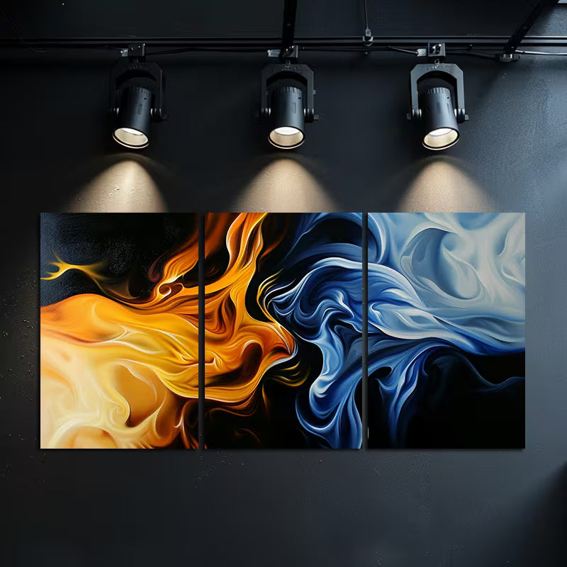 3pcs Abstract Depictions of Fire and Water Wall Art Set Canvas Framed 60x90cm - High Quality Print 100% Australian Made Wall Canvas Ready to Hang - Bella Home Decor