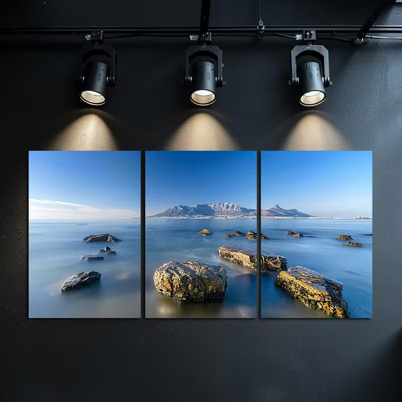 3pcs Exposure Photography of Rocks And The Sea Wall Art Set Canvas Framed 40x60cm - High Quality Print 100% Australian Made Wall Canvas Ready to Hang