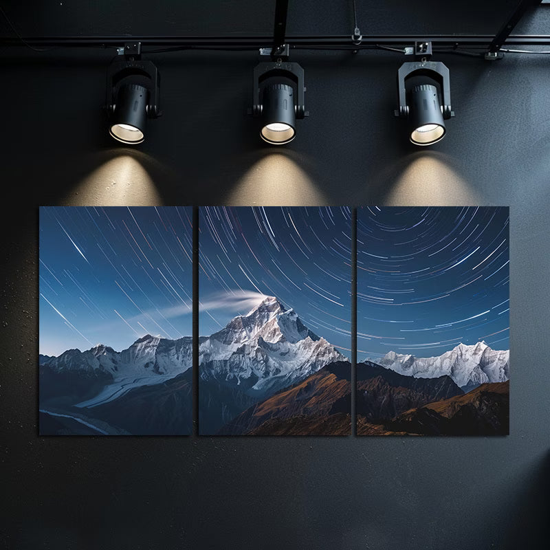 3pcs Starry Night Himalaya Mountain Wall Art Set Canvas Framed 50x70cm - High Quality Print 100% Australian Made Wall Canvas Ready to Hang