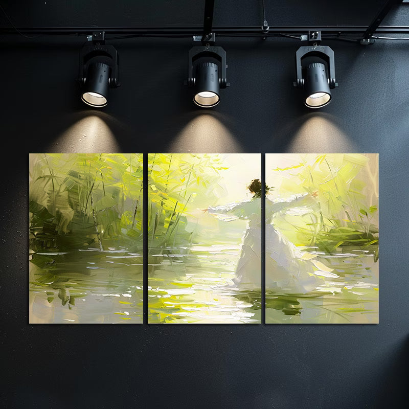 3pcs Dancer Danced Lightly in The Bamboo Forest Wall Art Set Canvas Framed 60x90cm - High Quality Print 100% Australian Made Wall Canvas Ready to Hang - Bella Home Decor