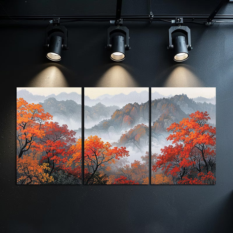 3pcs Traditional Ink Mountain Scenery Wall Art Set Canvas Framed 50x70cm - High Quality Print 100% Australian Made Wall Canvas Ready to Hang