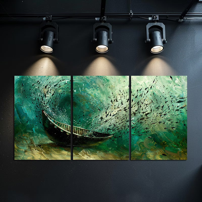 3pcs Submarine Extreme Drift Oil Painting Wall Art Set Canvas Framed 60x90cm - High Quality Print 100% Australian Made Wall Canvas Ready to Hang