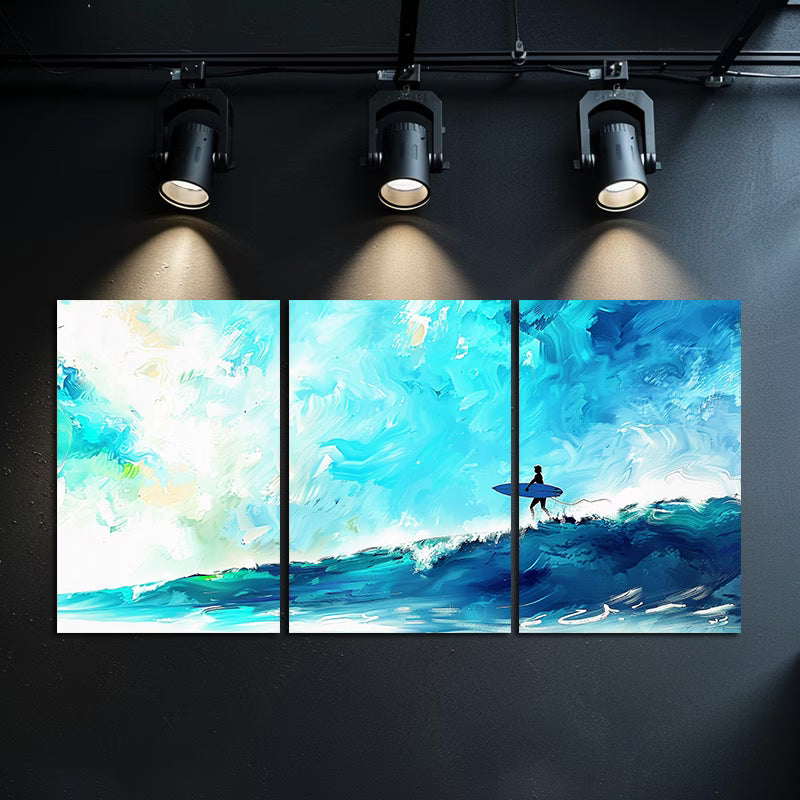3pcs Ocean Wave Surfing-Themed Wall Art Set Canvas Framed 40x60cm - High Quality Print 100% Australian Made Wall Canvas Ready to Hang