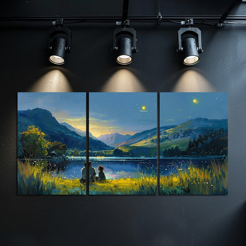 3pcs Oil Painting Style Landscape with Couple Wall Art Set Canvas Framed 40x60cm - High Quality Print 100% Australian Made Wall Canvas Ready to Hang