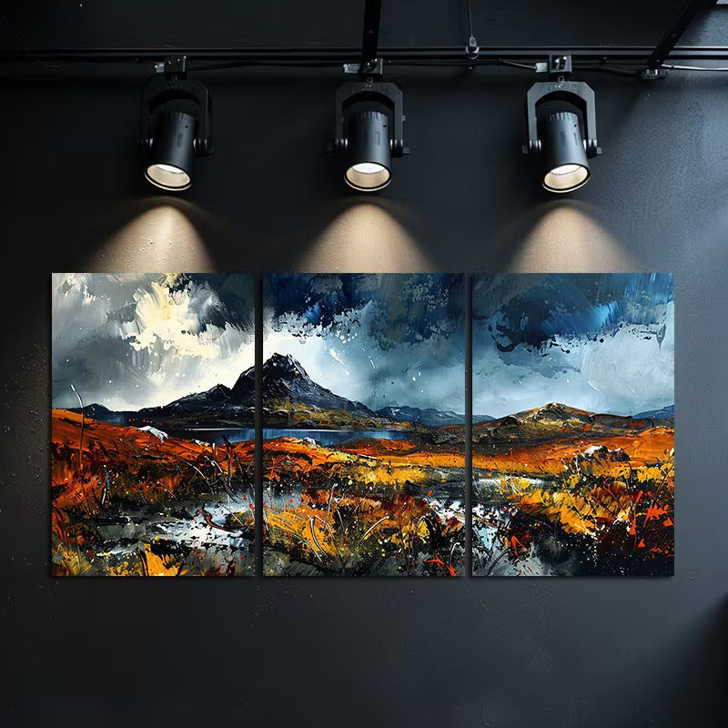 3pcs Oil Painting of Norway’s Mountains Wall Art Set Canvas Framed 60x90cm - High Quality Print 100% Australian Made Wall Canvas Ready to Hang