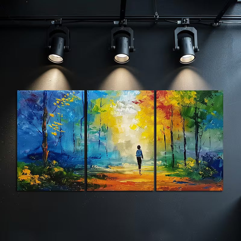 3pcs Strolling Along the Forest Path Wall Art Set Canvas Framed 60x90cm - High Quality Print 100% Australian Made Wall Canvas Ready to Hang