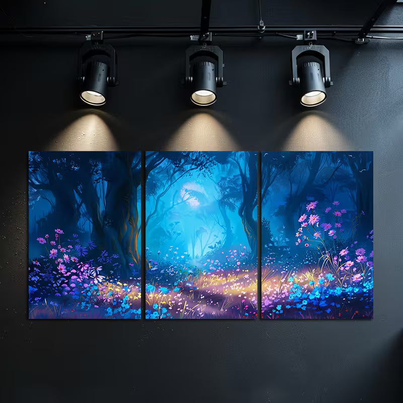 3pcs Spring Night and the Shadows Under the Moon Wall Art Set Canvas Framed 60x90cm - High Quality Print 100% Australian Made Wall Canvas Ready to Hang