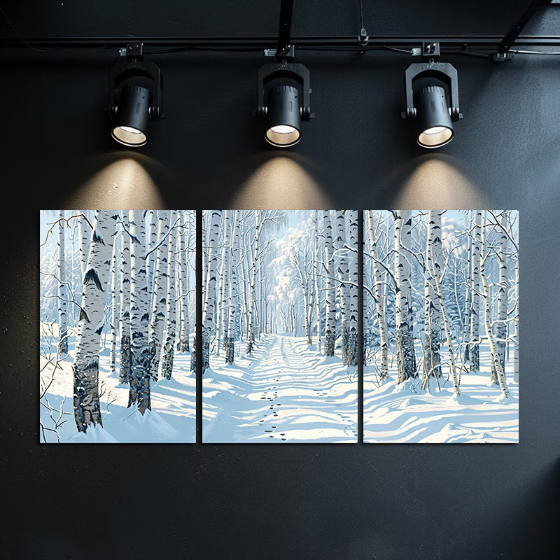 3pcs Winter Wonderland Illustration Wall Art Set Canvas Framed 40x60cm - High Quality Print 100% Australian Made Wall Canvas Ready to Hang