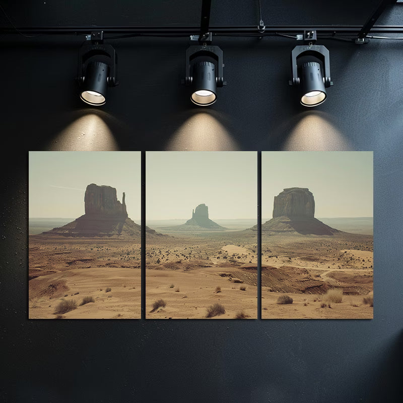 3pcs Moonlit Monument Valley Arizona Wall Art Set Canvas Framed 40x60cm - High Quality Print 100% Australian Made Wall Canvas Ready to Hang