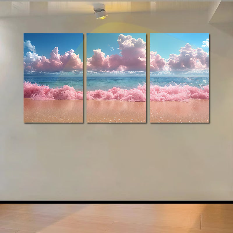 3pcs Charming Pastel Rainbow Sky & Ocean Wall Art Set Canvas Framed 60x90cm - High Quality Print 100% Australian Made Wall Canvas Ready to Hang