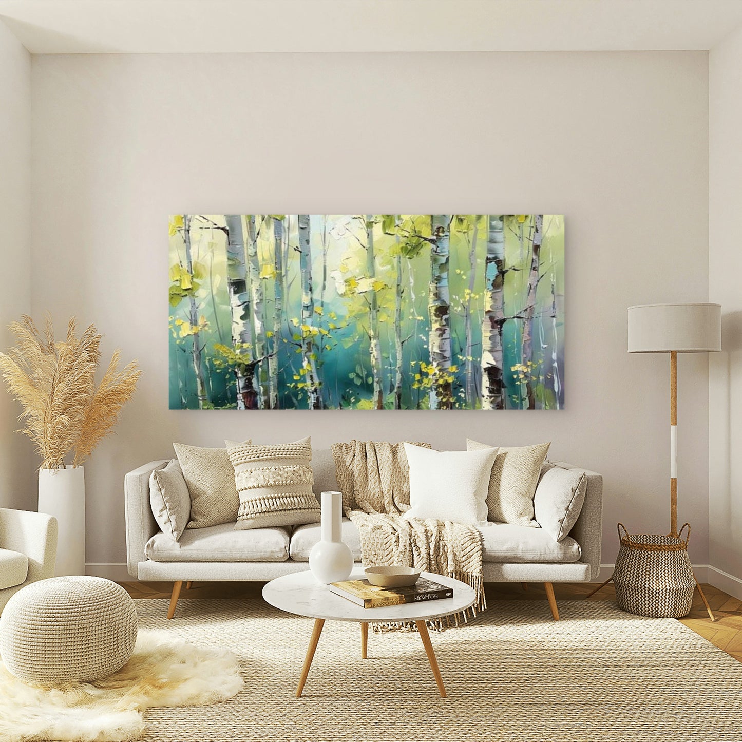 Contemporary Woodland Art Wall Art Canvas Office Home Room Framed 120x60cm - Bella Home Decor