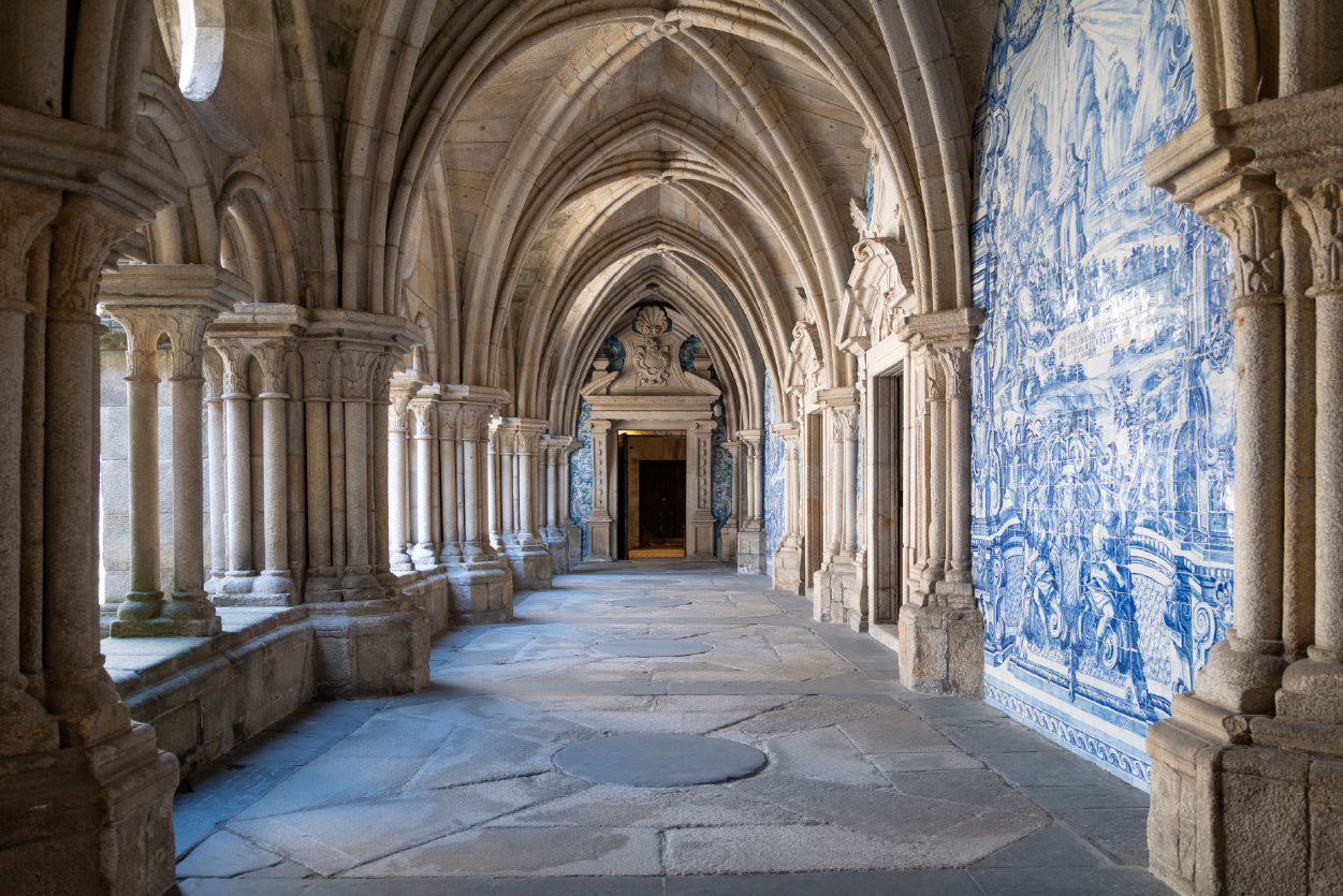 A Large Stone Hallway with Columns Architecture Home Decor Premium Quality Poster Print Choose Your Sizes - Bella Home Decor