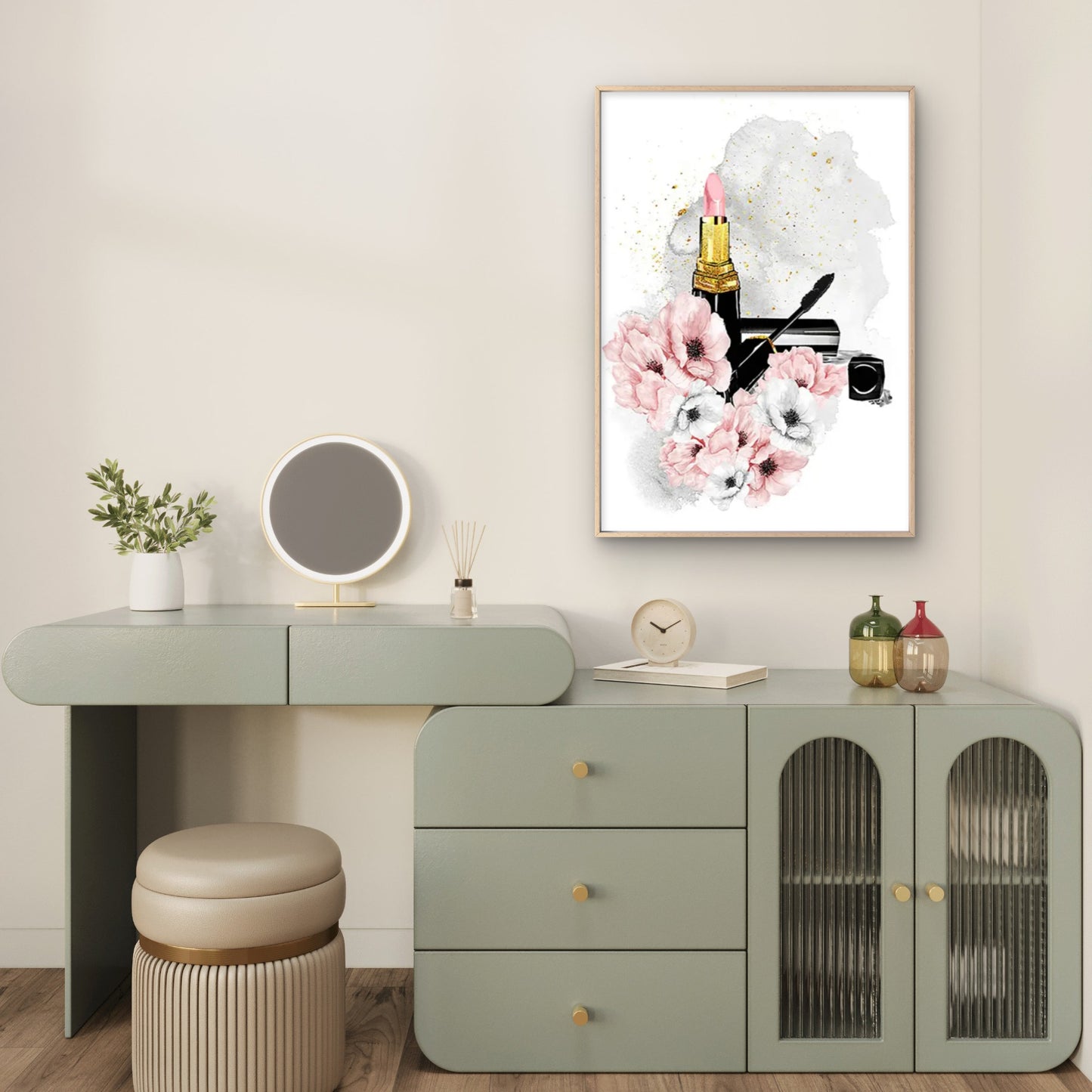 Minimalist Women Beauty Lipstick Makeup Floral Fashion Home Decor Premium Quality Poster Print Choose Your Sizes