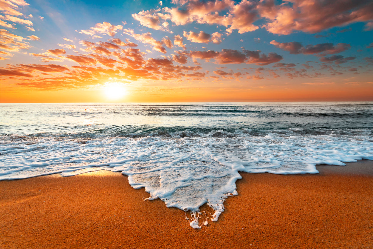 Golden Sunset Beach Waves Wall Art Decor 100% Australian Made