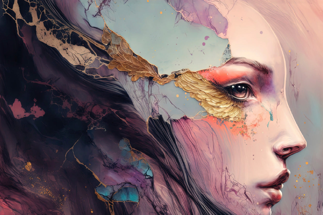 Painting of a Human Face Home Decor Premium Quality Poster Print Choose Your Sizes - Bella Home Decor