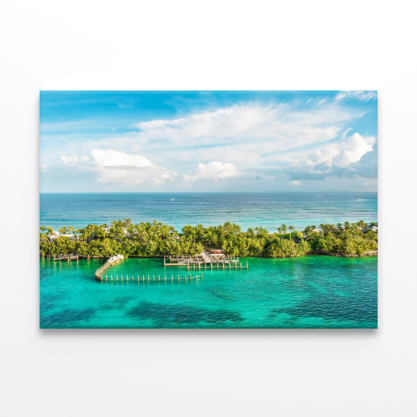 Turquoise Sea and Cloudy Blue Sky Wall Art Decor 100% Australian Made