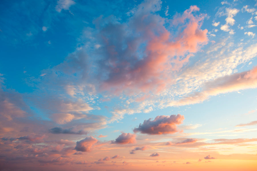 Beautiful Colored Cloudy Evening Sky With Clouds at Sunset Acrylic Glass Print Tempered Glass Wall Art 100% Made in Australia Ready to Hang - Bella Home Decor