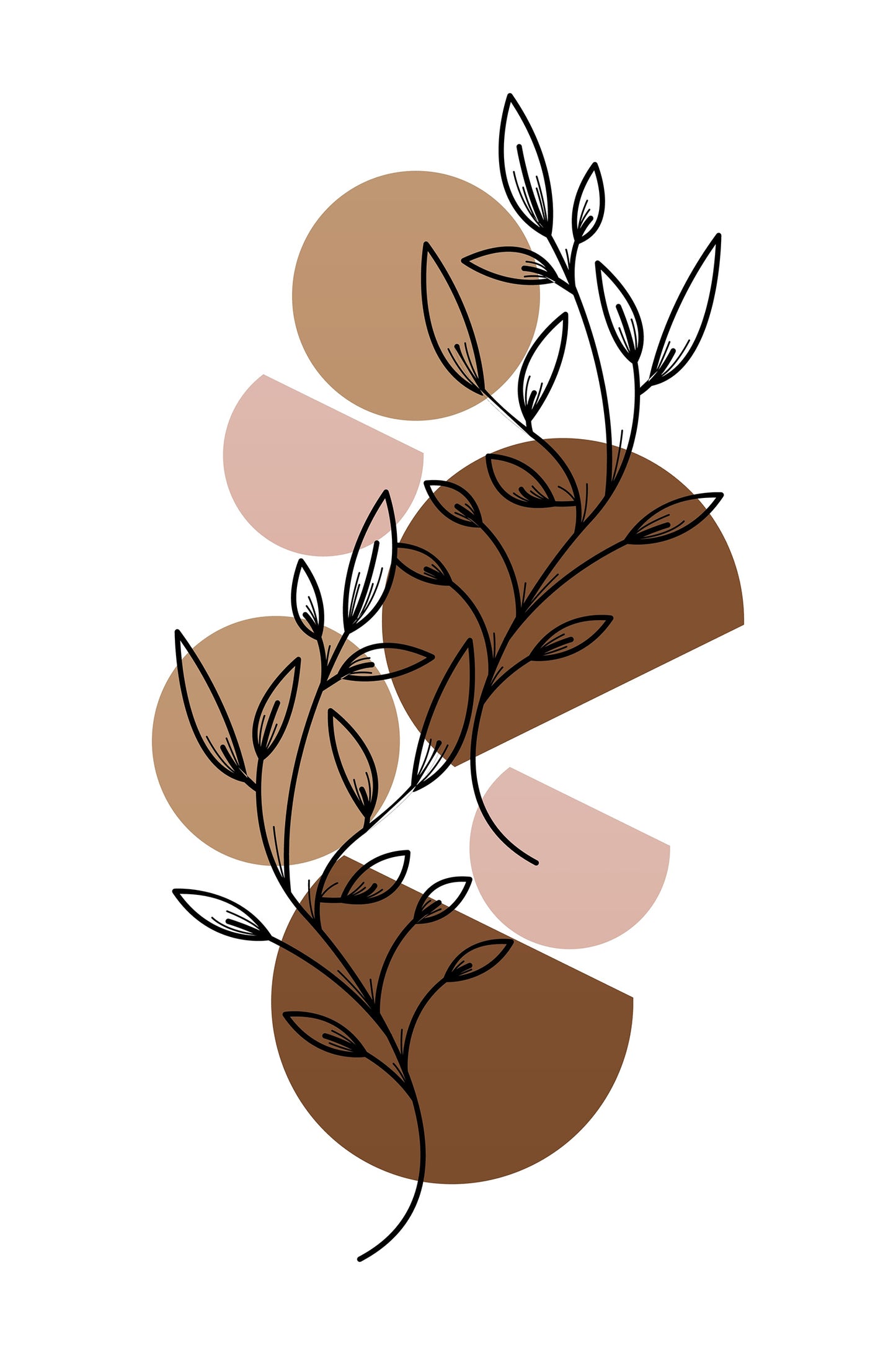 Minimalist Modern Leaf Branch Sketch 60x90cm Metal Print Ready to Hang