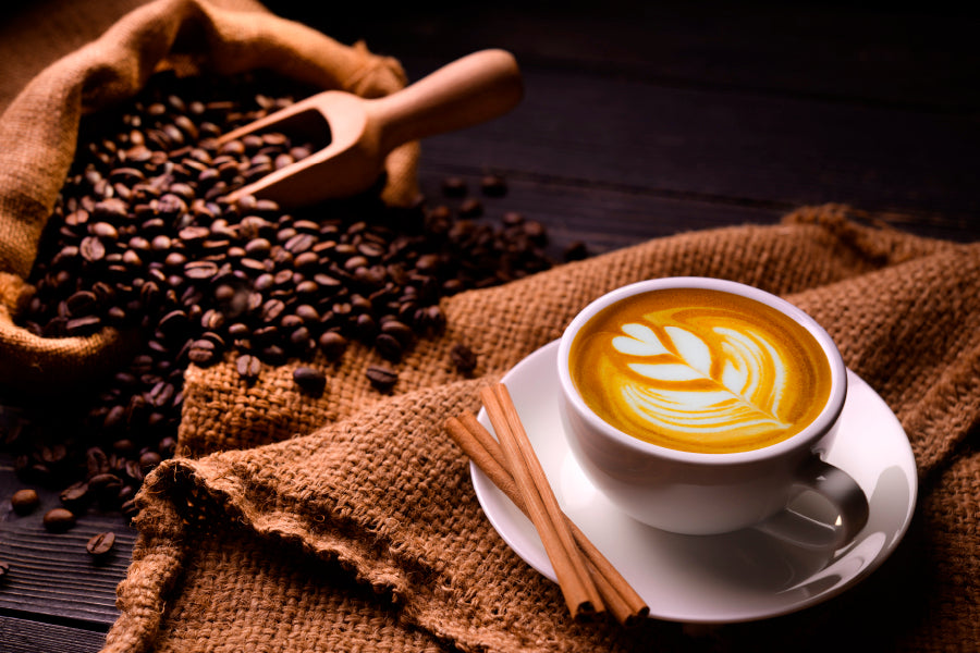 Cup Of Coffee with A Spoon and Some Coffee Beans Home Decor Premium Quality Poster Print Choose Your Sizes - Bella Home Decor