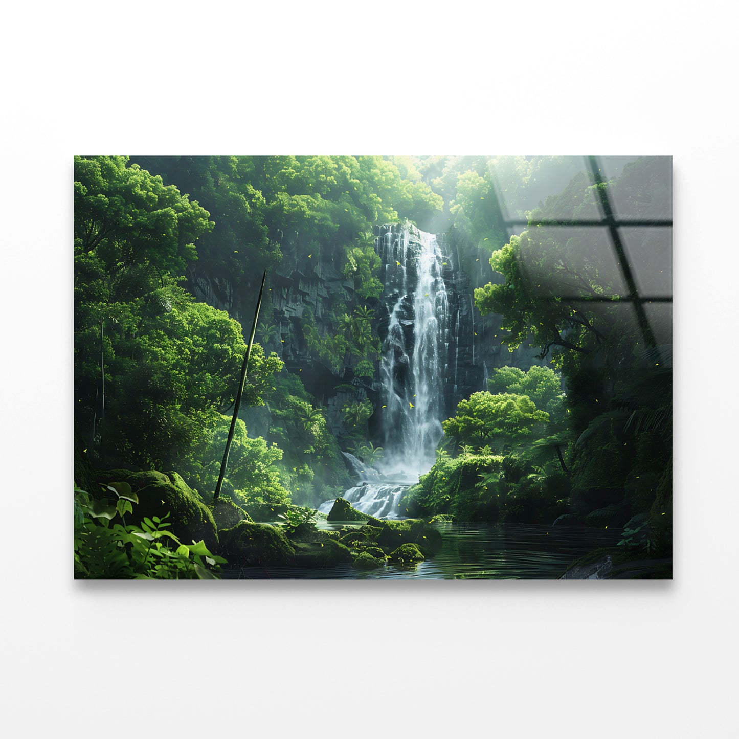Waterfall, Trees, Lake Acrylic Glass Print Tempered Glass Wall Art 100% Made in Australia Ready to Hang - Bella Home Decor