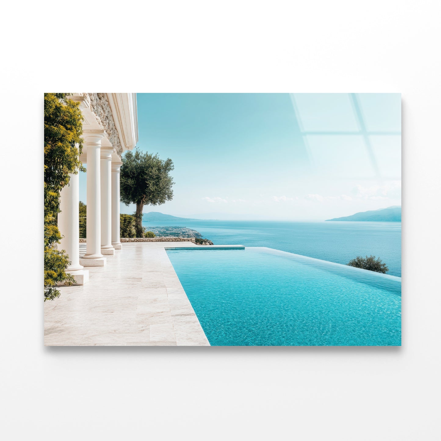 A Beautiful Pool with a View of the Ocean Acrylic Glass Print Tempered Glass Wall Art 100% Made in Australia Ready to Hang - Bella Home Decor