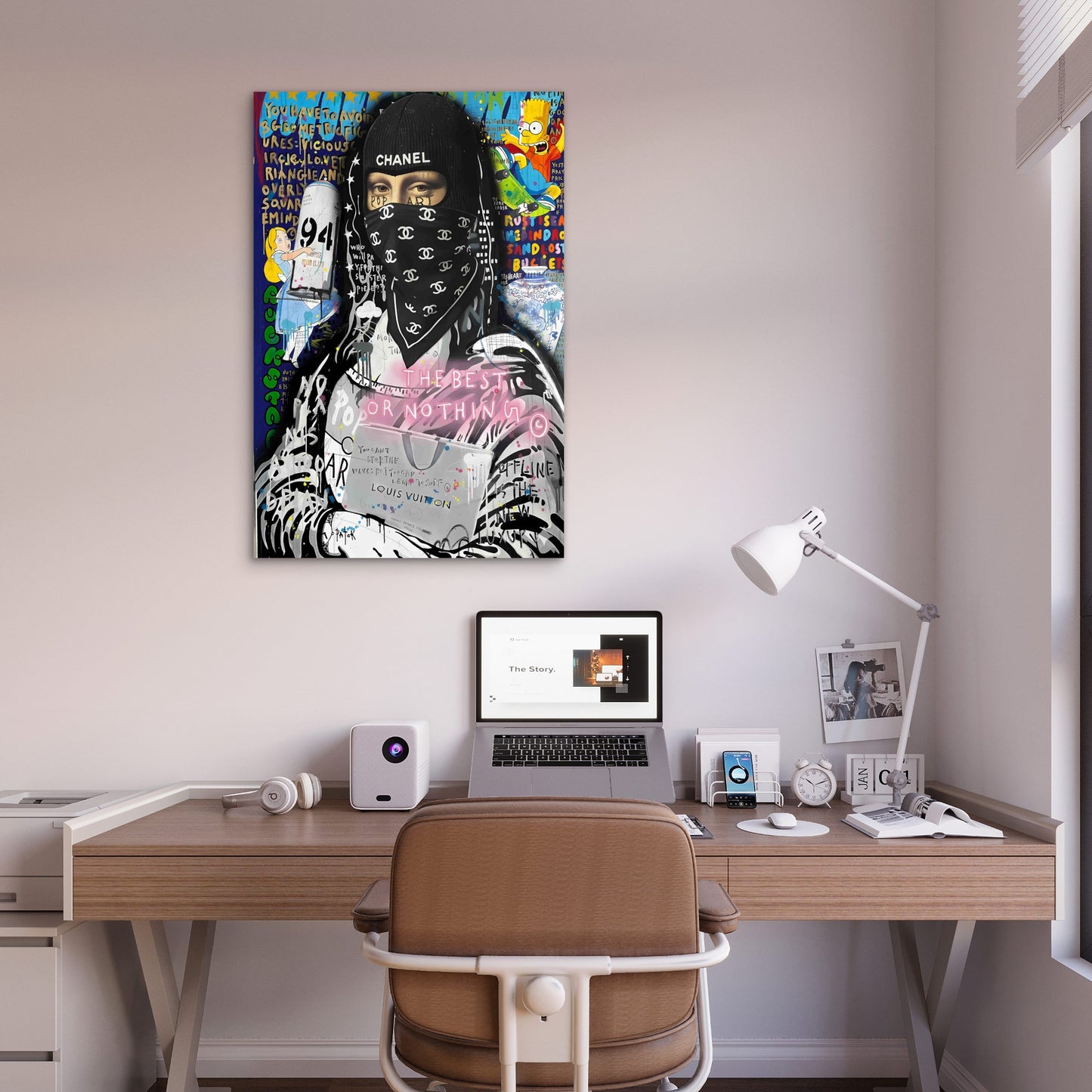Graffiti Fashion Portrait Art 40x60cm Metal Print Ready to Hang