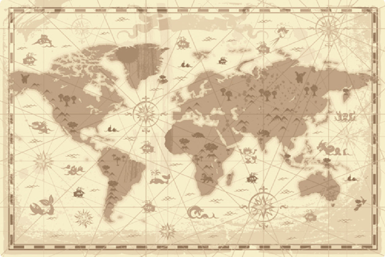 Map of the World with Mountains Home Decor Premium Quality Poster Print Choose Your Sizes - Bella Home Decor